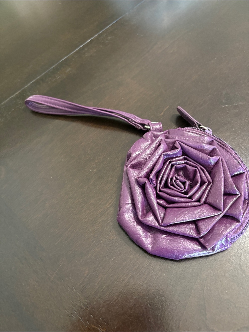 Purple Rose Wristlet Coin Purse - Women Bags
